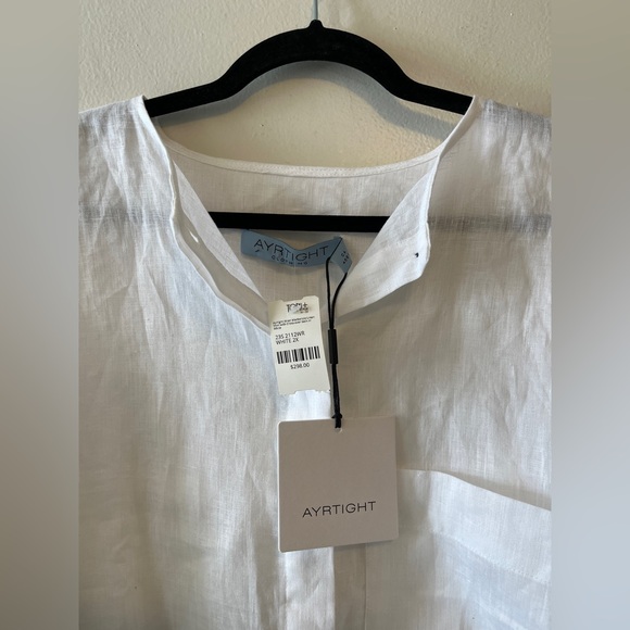 AYRTIGHT Wren Mackenzie Shirt Size XXL White Crispy NWT 100% Linen Summer Casual - Picture 6 of 8